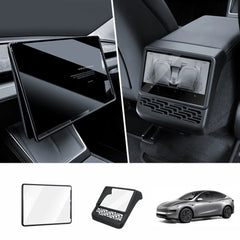 All-in-One Central Screen Tempered Glass & Frame Cover for Tesla Model Y Juniper 2025+
