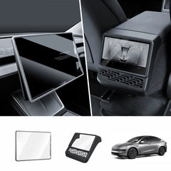 All-in-One Central Screen Tempered Glass & Frame Cover for Tesla Model Y Juniper 2025+