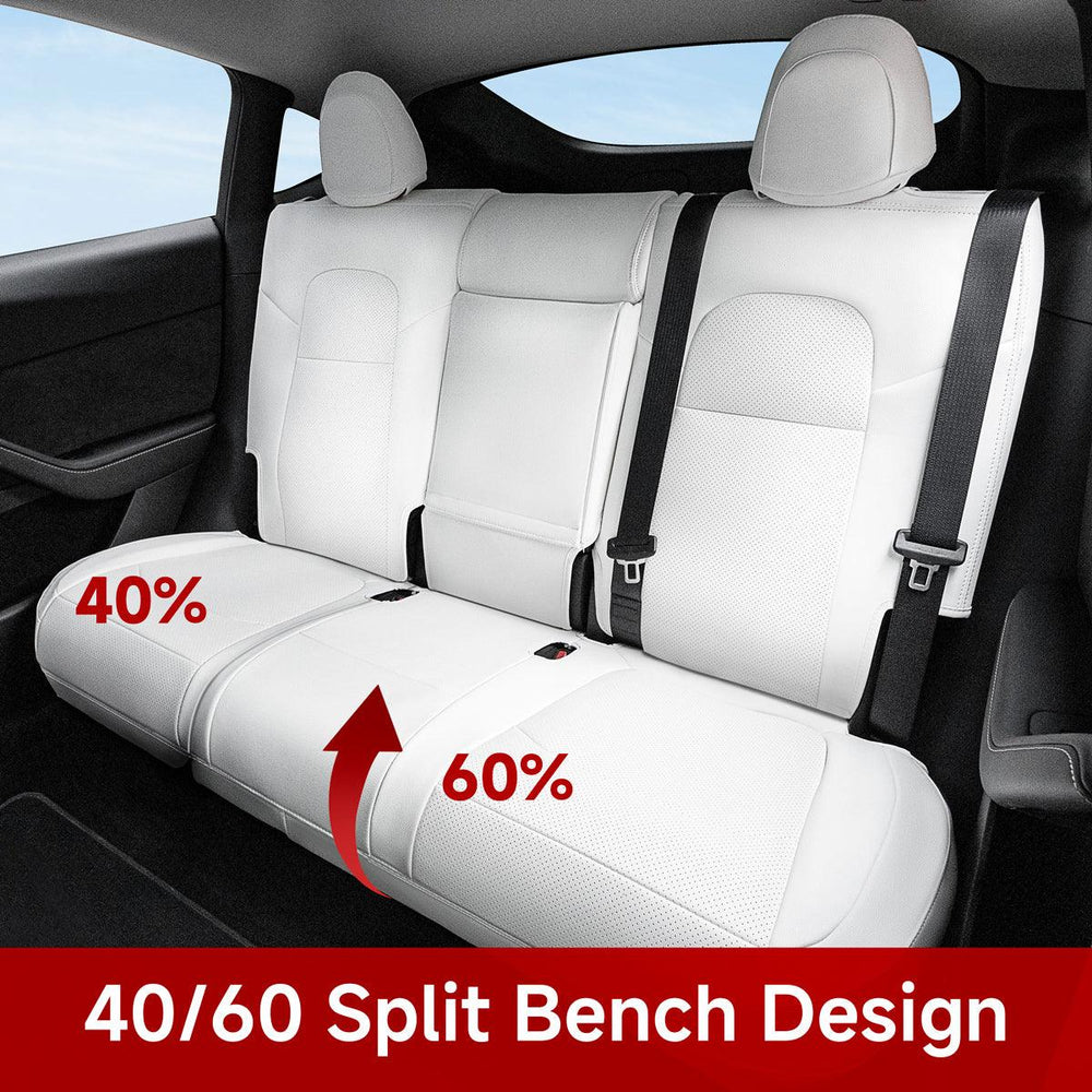 Premium Tesla Model Y 7 Seater Seat Cover Set with Upgraded 2nd-Row 40/60 Split Bench Design for Ultimate Comfort and Protection - Evooor
