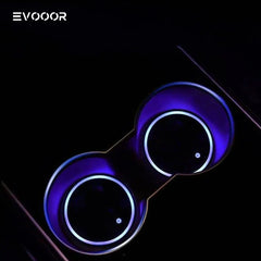 테슬라 모델 3/Y/S/X 7색 LED 자동차 컵 홀더 조명 실내 분위기 램프 (모든 모델) (1쌍)
