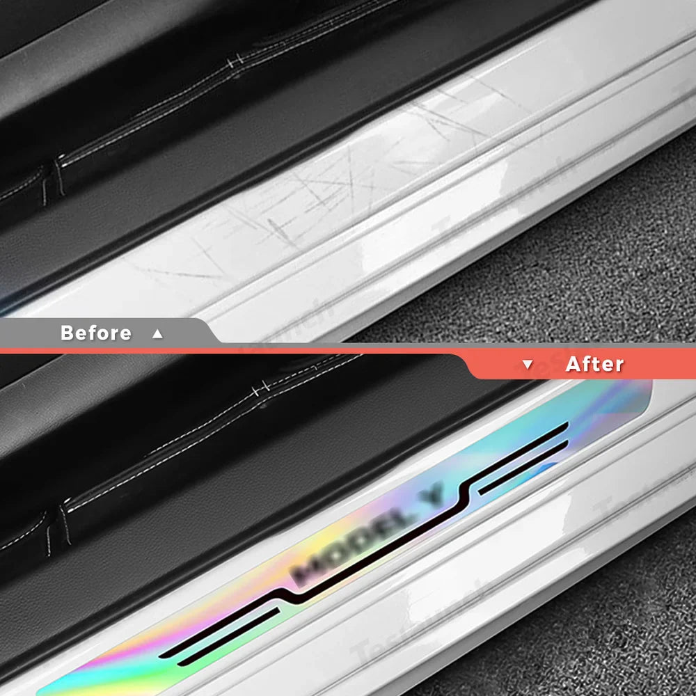 Durable Door Sill Guards with Laser-Finish for Tesla Model Y Upgrade (Set of 4) - Evooor