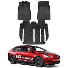 Model X All Weather TPE Interior Floor Mats Cargo Liners Set for Tesla (2021-2024) - Evooor