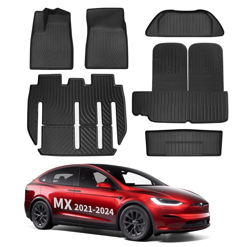Model X All Weather TPE Interior Floor Mats Cargo Liners Set for Tesla (2021-2024) - Evooor