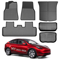 Model Y All Weather TPE Interior Floor Mats Cargo Liners Set for Tesla(2021-2024) - Evooor