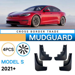 Tesla Model S Mud Flaps Custom Front Rear Mudguard Kit, No Drill Fender (2021+)