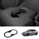 Premium Carbon Fiber Rear Armrest Cup Holder Cover for Tesla Model Y - Enhanced Style and Functionality - Evooor