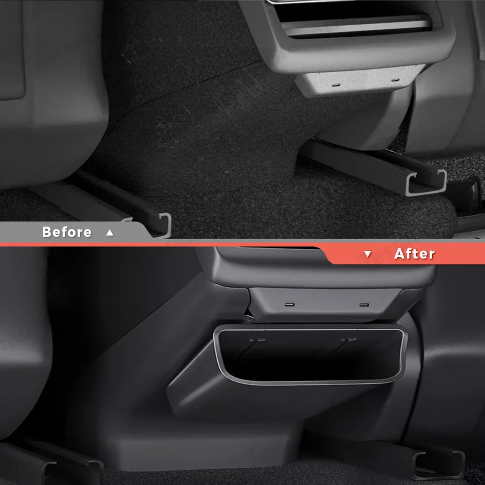 Protective Rear Center Console Kick Guard with Extra Storage for Tesla Model Y and Model 3 - Juniper 2025 / Highland 2024+ - Evooor