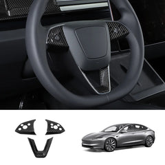 Protections de panneau de volant en fibre de carbone de haute qualité (2 pièces) pour Tesla Model 3-Mise à niveau durable pour la conduite dans les Highlands