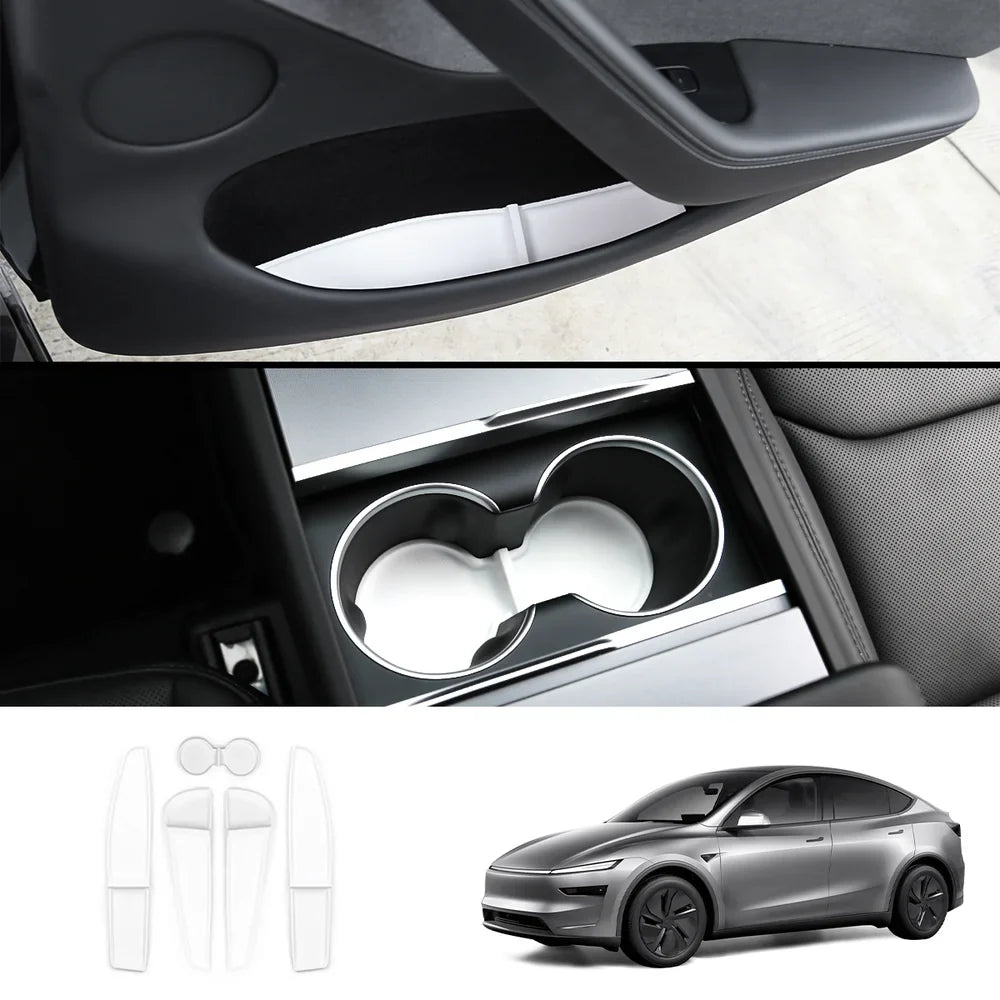 Tesla Model Y Juniper 2025+ TPE Door Storage Mats with Cup Holder Organizer - Evooor