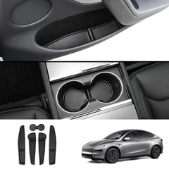 Tesla Model Y Juniper 2025+ TPE Door Storage Mats with Cup Holder Organizer - Evooor