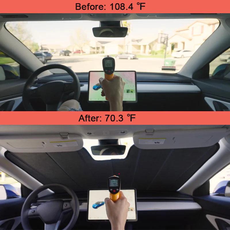 Model3/Y Thickened Windshield Sunshade Visor SunShade Protector Compatible Custom-fit For Tesla(2020-2023) - Evooor