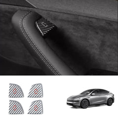 Premium Carbon Fiber Window Switch Button Cover Decals Set for Tesla Model 3 & Model Y - Pack of 4 - Evooor