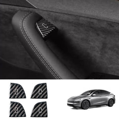 Premium Carbon Fiber Window Switch Button Cover Decals Set for Tesla Model 3 & Model Y - Pack of 4 - Evooor