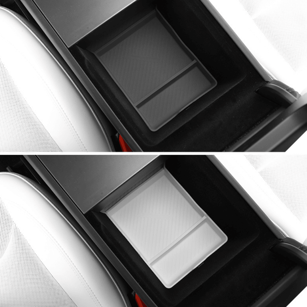 Silicone Center Console & Armrest Lower Storage Tray for Tesla Model Y Juniper 2025+ - Evooor