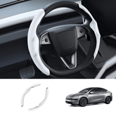 Anti-Slip Suede Steering Wheel Cover for Tesla Model Y Juniper 2025+ - Evooor