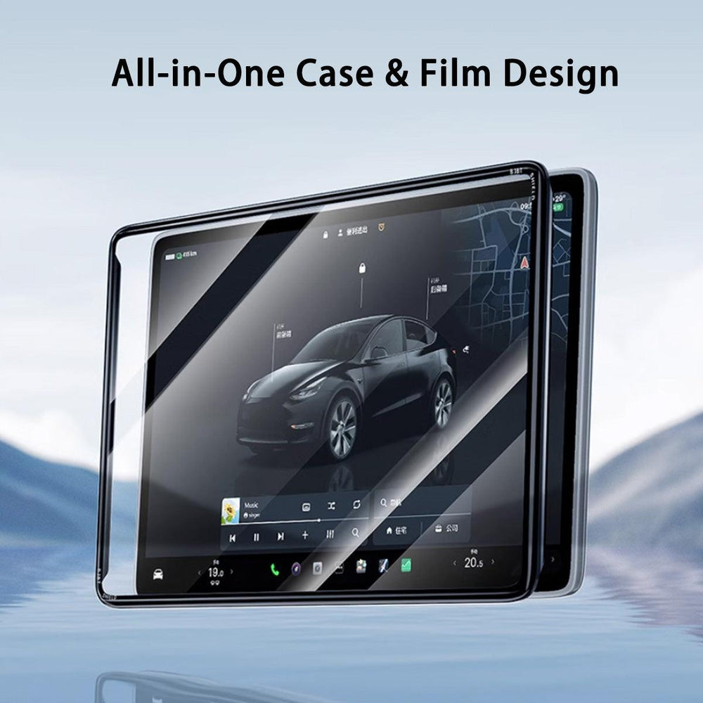 All-in-One Central Screen Tempered Glass & Frame Cover for Tesla Model 3/Y - Evooor
