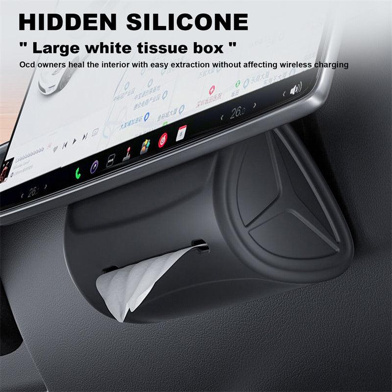 Model 3/Y Hidden Multifunctional Silicone Paper Drawer Car Tissue Box For Tesla - Evooor