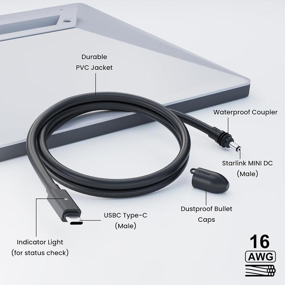 USB C to DC Power Cable with Indicator Light for Starlink Mini - Evooor