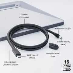 USB C to DC Power Cable with Indicator Light for Starlink Mini - Evooor