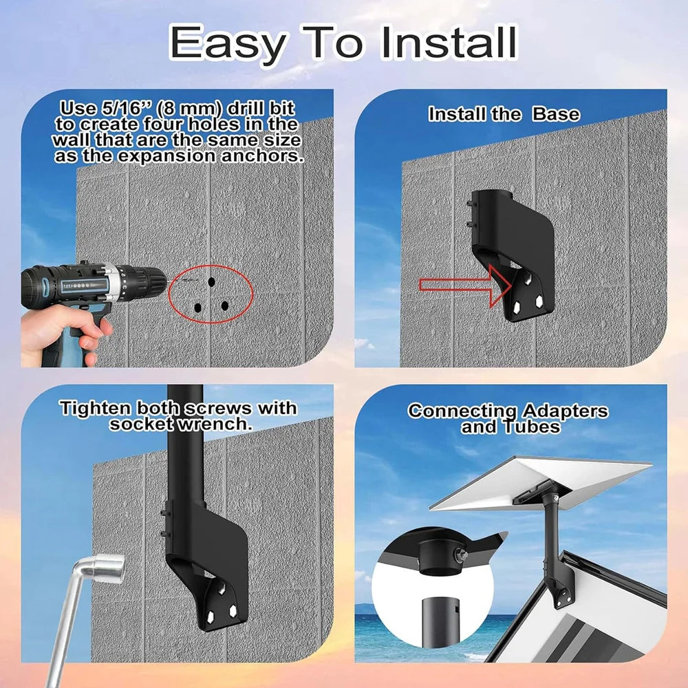 Universal Adjustable Mount for Starlink Gen 3 - Easy Wall and Roof Installation - Evooor