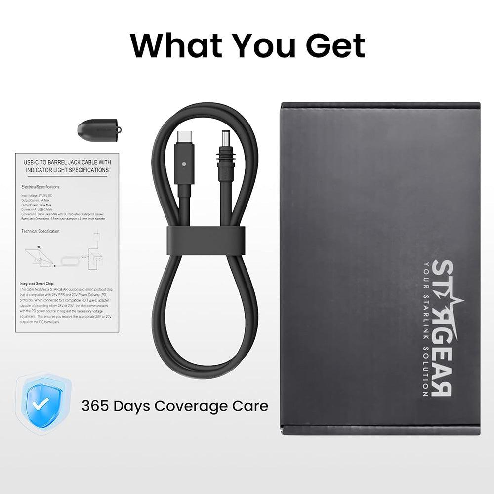 USB C to DC Power Cable with Indicator Light for Starlink Mini - Evooor