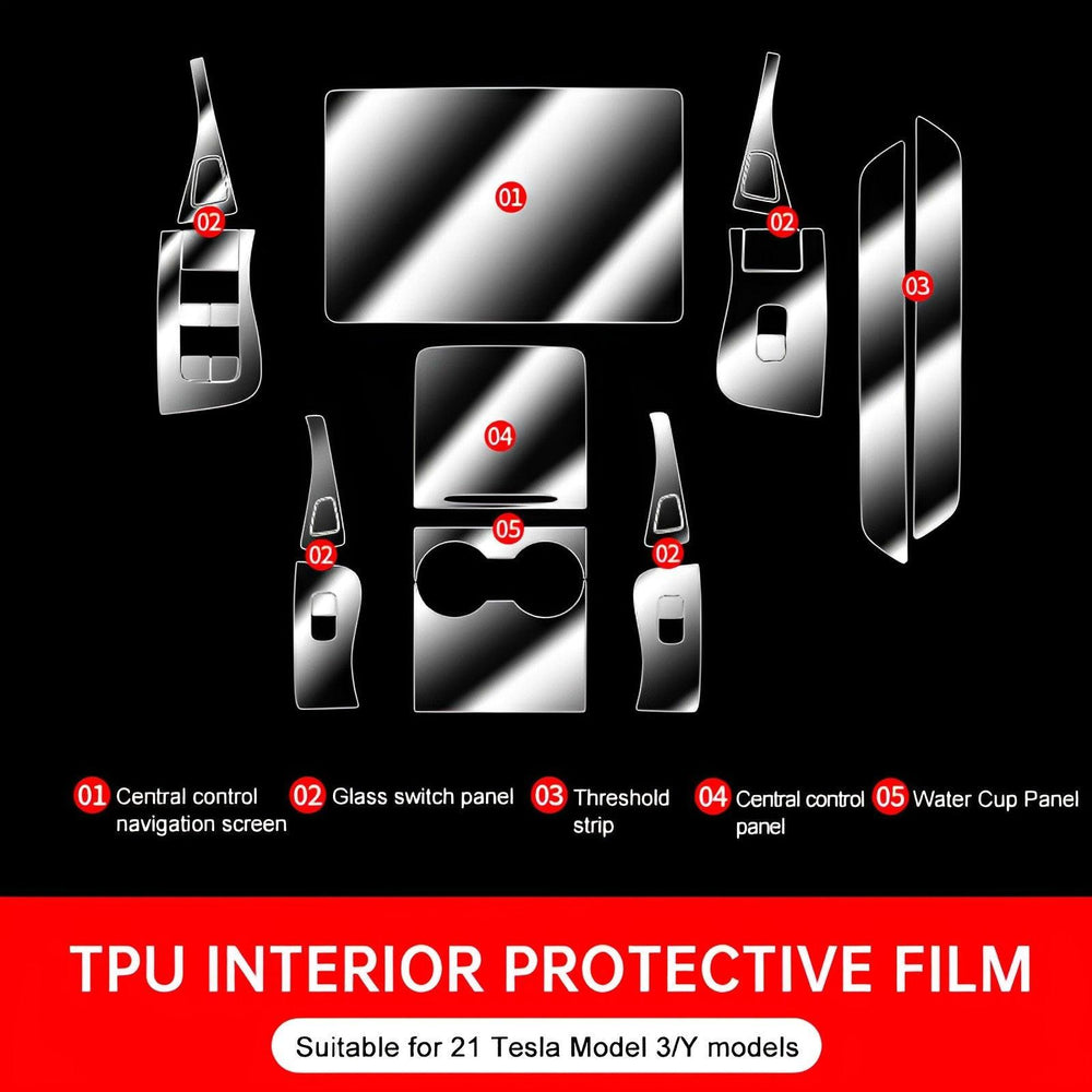 Tesla Model 3/Y Interior TPU Protective Film Kit - Ultimate Scratch Resistance & Easy Installation - Evooor