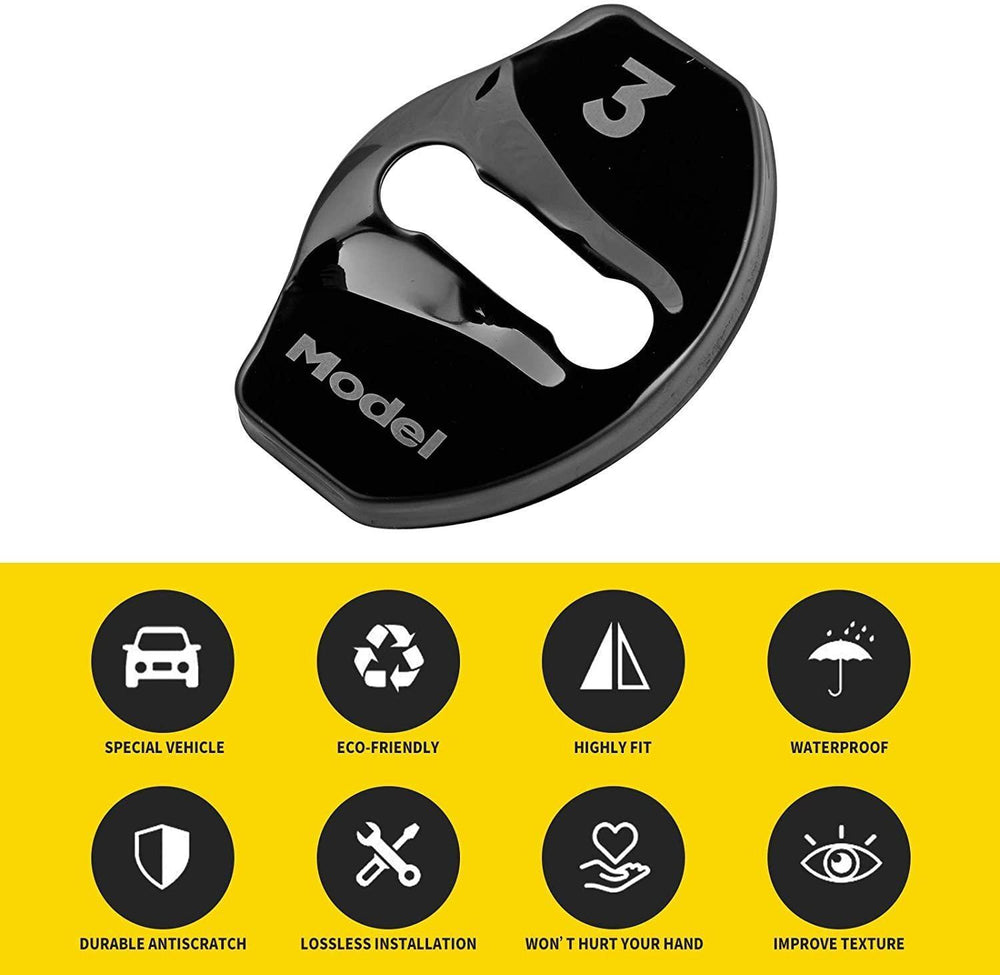 Tesla Model 3/Y Door Latch Lock Covers CF Coated (Set Of 4) - Evooor