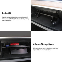 Tesla Model 3/Y Glove Box Organizer with Co-Pilot Design - Storage Rack for Compartment Organization - Evooor