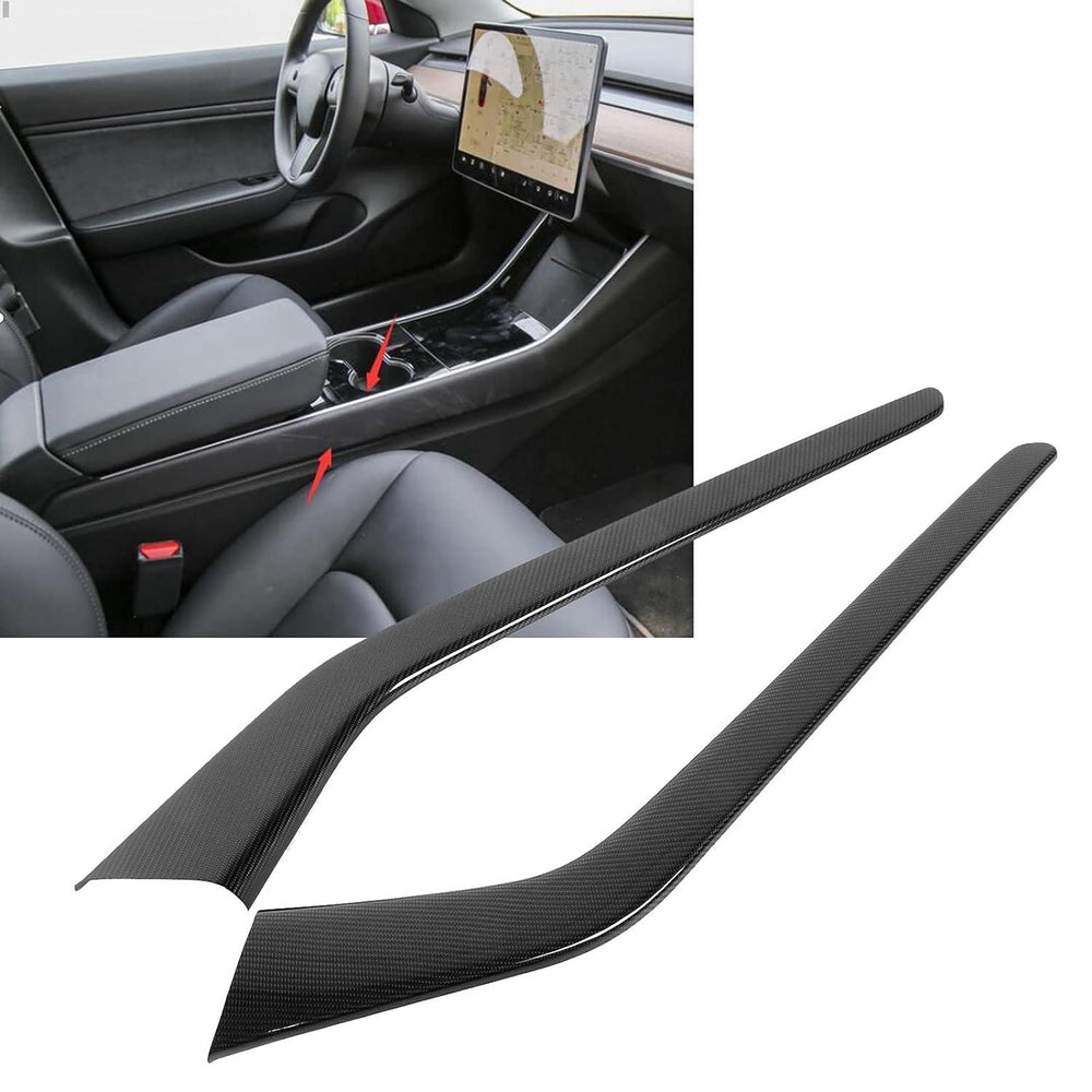 Model 3/Y Center Console Side Panel Caps, Decoration Wrap Cover (Carbon Fiber Pattern ABS) (Gen. 2) for Tesla(2021-2023) - Evooor