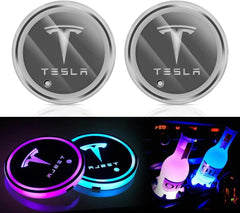 Tesla Model 3/Y/S/X 7 Colors LED Car Cup Holder Lights Interior Atmosphere Lamp (All Models) (1 Pair) - Evooor