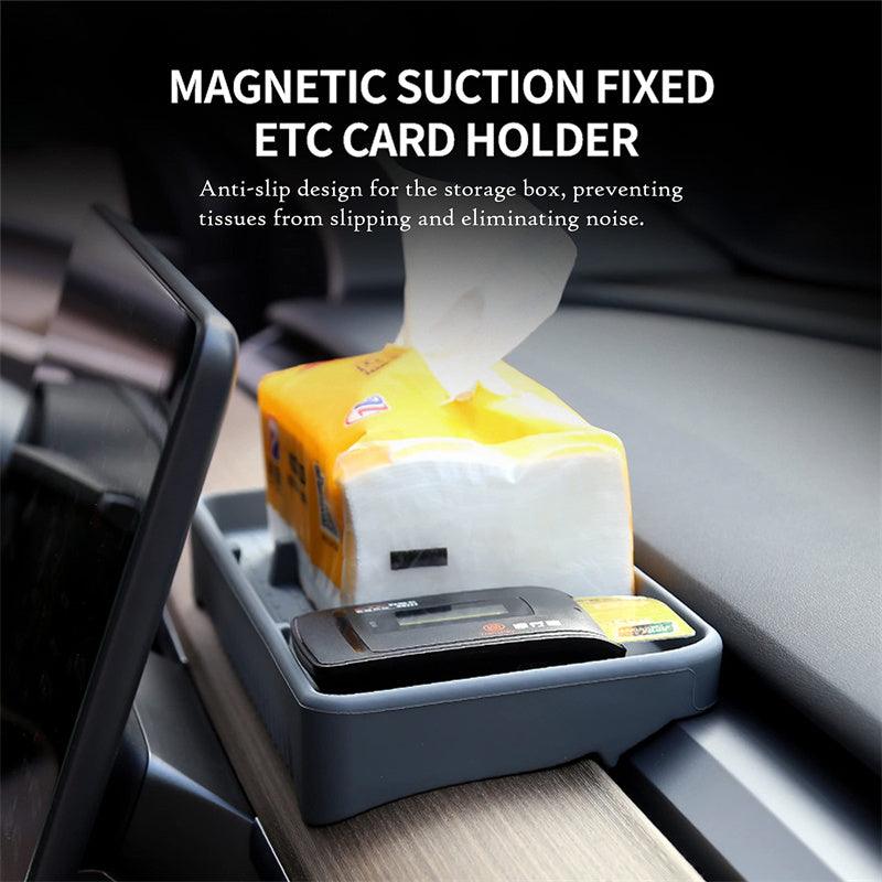 Model 3/Y Center Console Organizer Tray, Dashboard Hidden Non-Slip Tissue Sunglasses Storage Box For Tesla(2017-2023) - Evooor