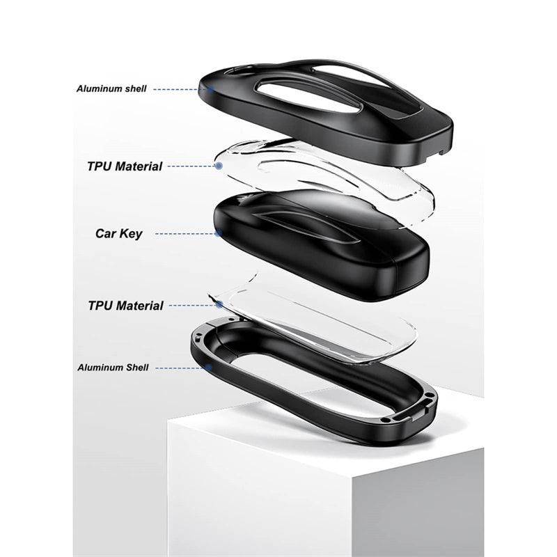 Model 3/Y/S/X Key Fob Cover Case Aluminum Metal Key Holder For Tesla(2012-2023) - Evooor