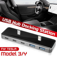Tesla Model 3/Y Docking Station-6-in-1 USB Hub Expansion Adapter - Evooor