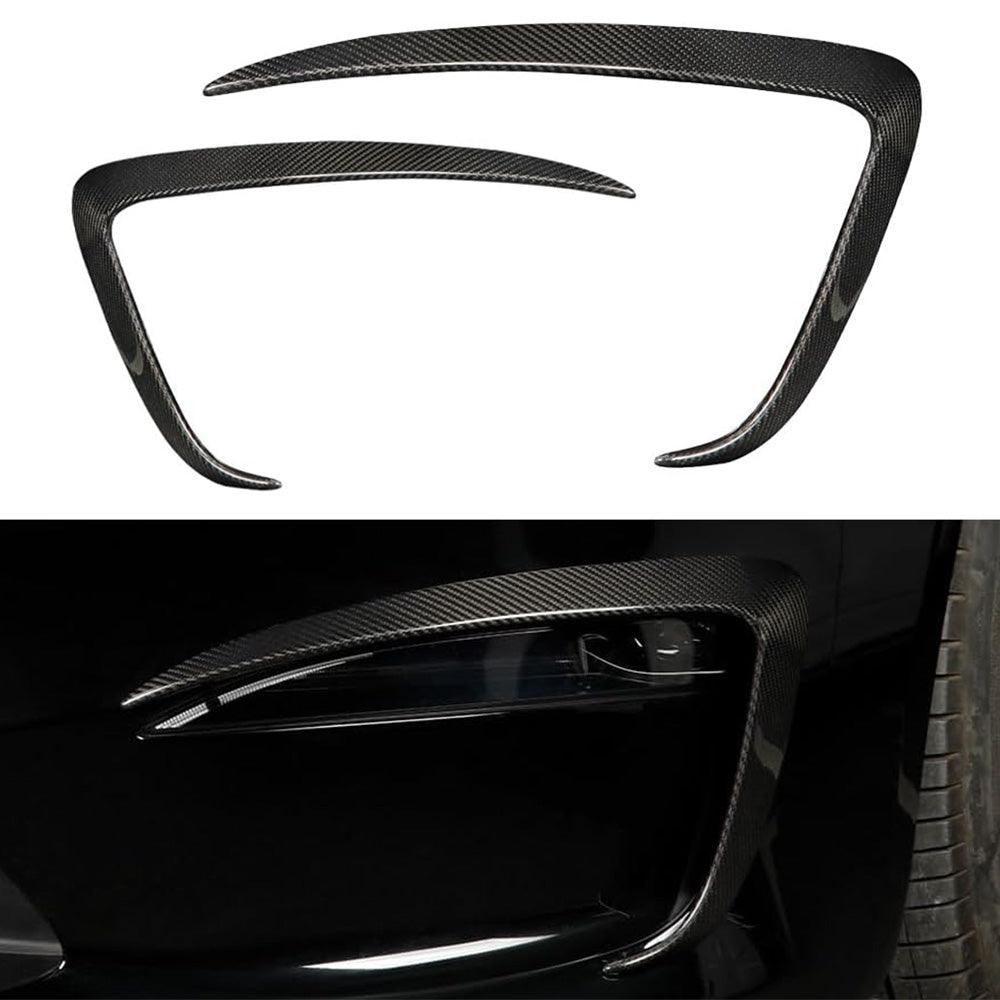 High-Quality Carbon Fiber Front Fog Light Trim Covers Set for Tesla Model S 2022+ - Durable and Stylish Accessories - Evooor