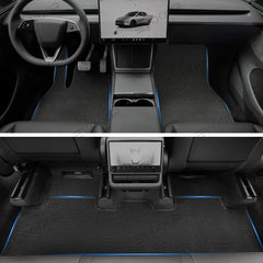 Tapis de sol en moquette de haute qualité en vert genévrier - Ensemble de 3 pièces pour Tesla Model Y - Protection durable et style pour les modèles 2025 et plus.