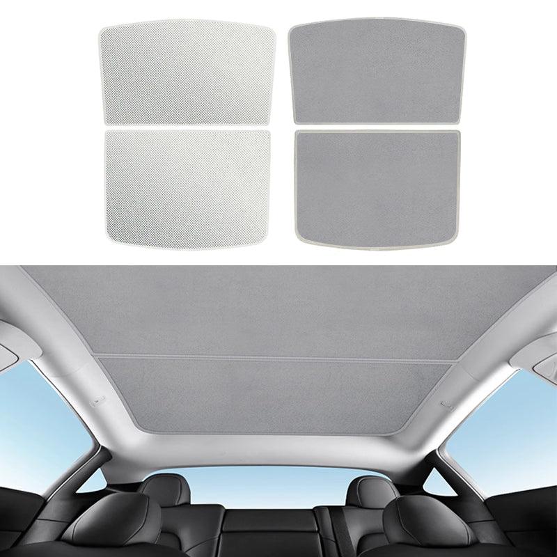 Tesla Alcantara Suede Ice Crystal Double Insulation Sunroof Sunshade for Model 3/Y - Evooor