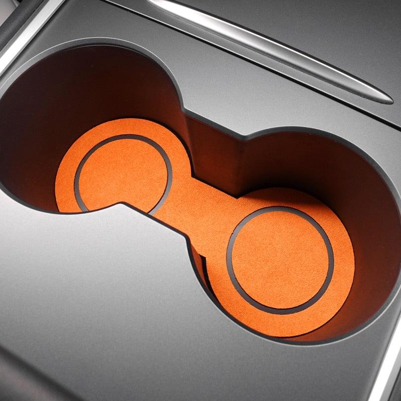 Model 3/Y Alcantara Cup Coaster Pad - Stylish and Durable Interior Accessory For Tesla(2019-2023) - Evooor