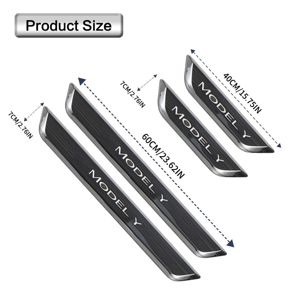 LED Illuminated Car Door Sill Guard Plate Kit for Tesla Models with Customized Lighting - Evooor