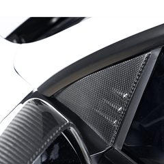 Highland Tesla Model 3 2024+ Carbon Fiber A-Pillar Triangle Spoiler Covers - Set of 2 - Evooor