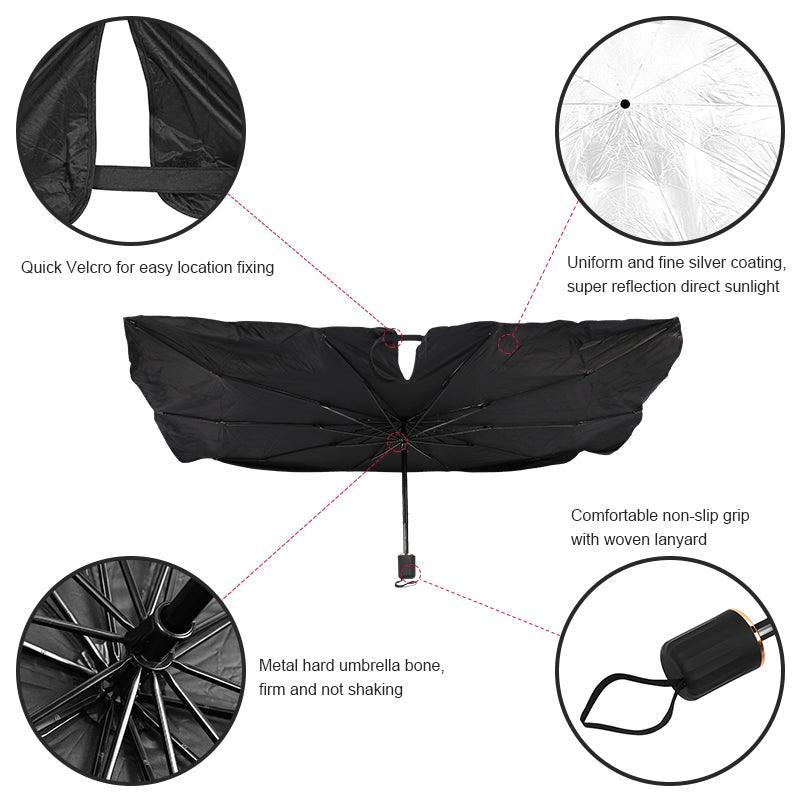 Tesla Model 3/Y/S/X(2012-2024) Foldable Umbrella Car Front Windshield Sunshade - Evooor