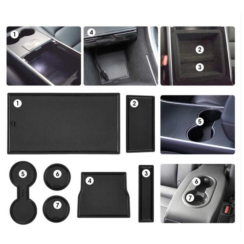 Model 3 Center Console & Cupholder Liner Kit Mat for Tesla(2017-2020) - Evooor