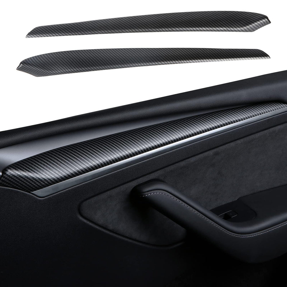 Tesla Model 3 Door Trim Cover Wrap ABS Matte Carbon Fiber Pattern (2 PCS) (2021-2023) - Evooor