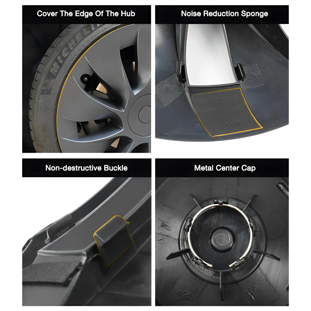 Performance Hub Caps Set for Tesla Model Y - Sleek Induction Style Wheel Hub Covers (4 Pieces) - Evooor