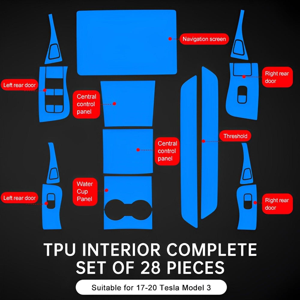 Tesla Model 3/Y Interior TPU Protective Film Kit - Ultimate Scratch Resistance & Easy Installation - Evooor