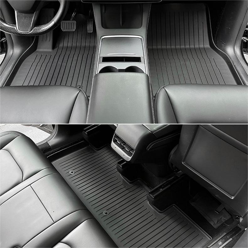 Model 3 Floor Mats All Weather Double Layer Flocking TPE For Tesla(2017-2023) - Evooor