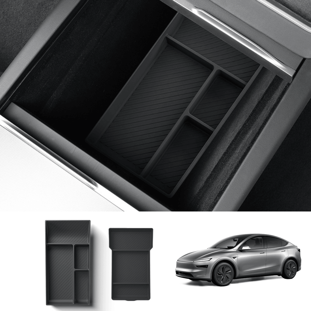 Silicone Center Console & Armrest Lower Storage Tray for Tesla Model Y Juniper 2025+ - Evooor