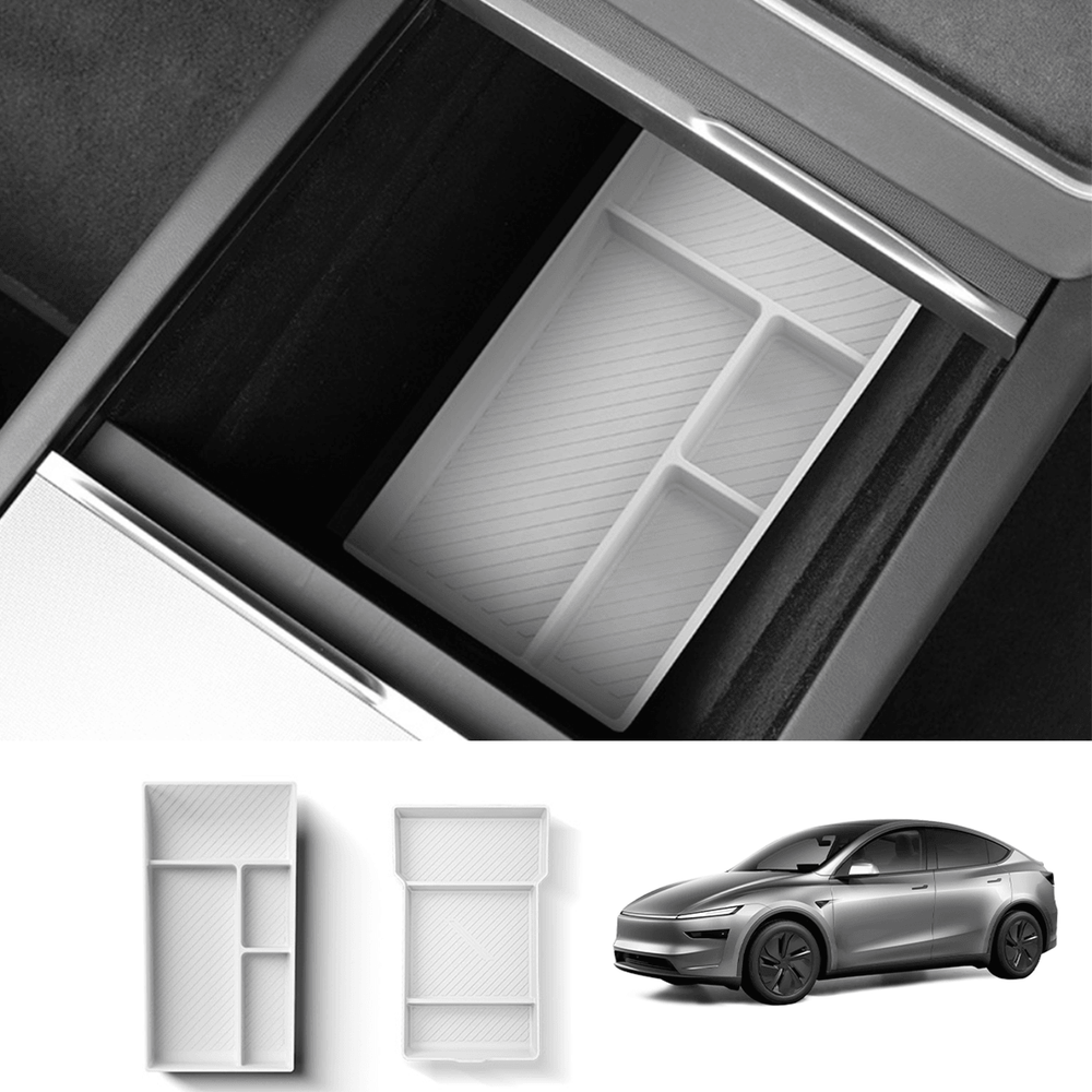 Silicone Center Console & Armrest Lower Storage Tray for Tesla Model Y Juniper 2025+ - Evooor