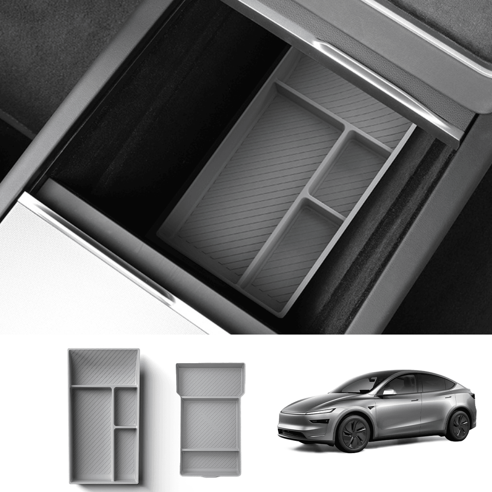 Silicone Center Console & Armrest Lower Storage Tray for Tesla Model Y Juniper 2025+ - Evooor