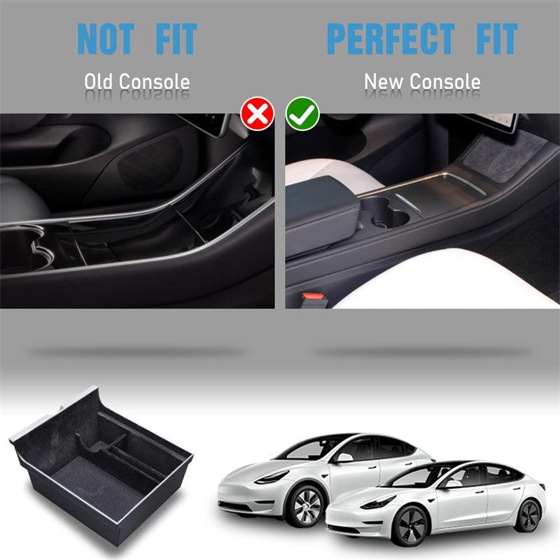 Model 3/Y Flocked Center Console Organizer Tray-Armrest Hidden Cubby Drawer Storage Box Container For Tesla(2021-2023, Gen. 2) - Evooor