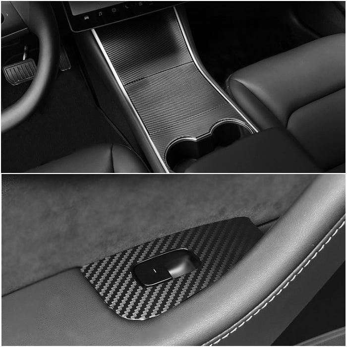 Premium Carbon Fiber Interior Trim Wrap Decal Set for Tesla Model 3 - Evooor